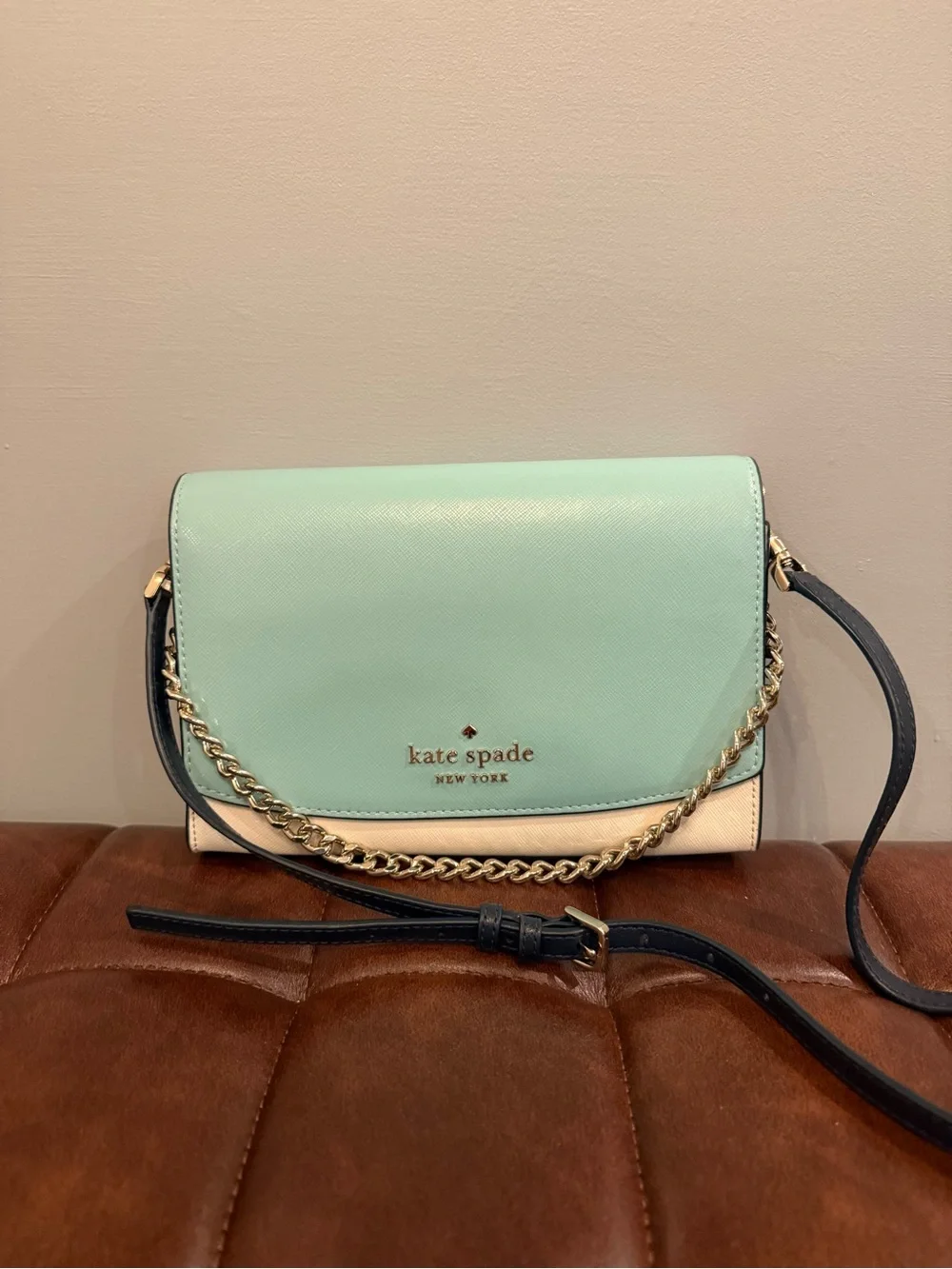 kate spade Mint, Cream & Navy Saffiano Crossbody